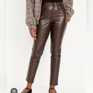 Brown Faux Leather OG High-waisted Ankle Pants (16Petite)